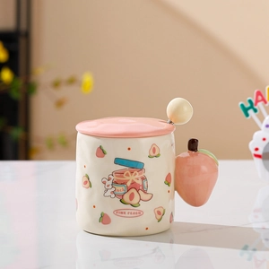 Tazza In Ceramica Di Frutta Con Coperchio E Cucchiaio Manico Creativo Simpatico Coniglio Tazza Caffe Casa Ufficio