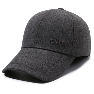 Casquette de baseball d'hiver épaisse pour hommes avec cache-oreilles en laine anthracite