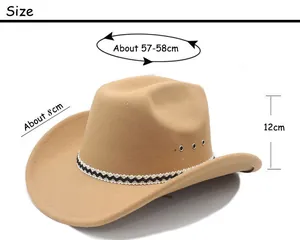 Guide des tailles pour chapeau de cow-boy en feutre avec 57-58cm de tour de tête