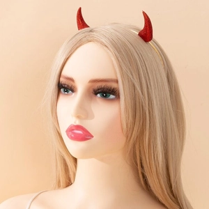 Serre-tête cornes de diable rouges pailletées pour fêtes d'Halloween et cosplay festif