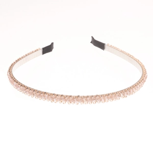 Chic handmade headband with sparkling champagne crystal beads on a thin metal frame