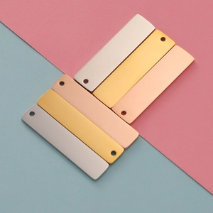 Rectangle mirror finish stainless steel pendant tags in silver gold and rose gold