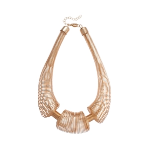 Chic gold spring coil collar necklace with bold geometric metal curves and adjustable clasp