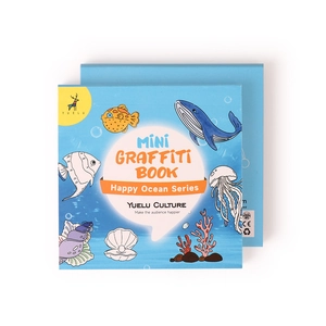 Mini Graffiti Book Happy Ocean Series with whale illustrations on a white background
