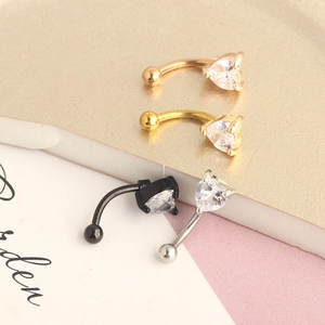 Piercing arcade cœur en zircon 16G en finitions or rose, doré, noir et argenté