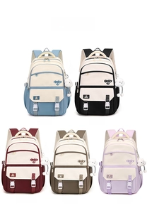 Detailed grid view of high-capacity backpacks in blue, black, burgundy, khaki and purple