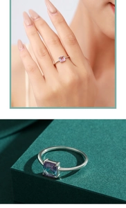 Detailed view of S925 silver ring featuring a gradient tourmaline stone on a finger