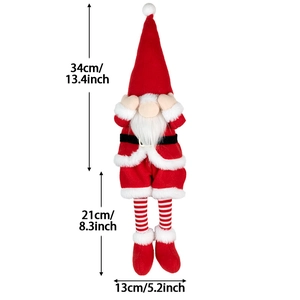 Plush Christmas gnome doll with long legs in red and white colors, 55cm height dimensions