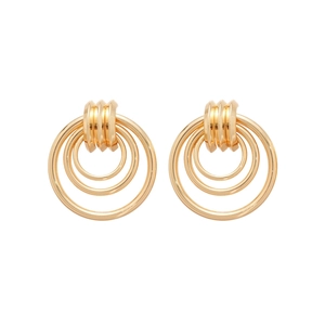 Minimalistische goldene runde Hohl-Ohrringe mit dreifachen konzentrischen Ringen in Gold