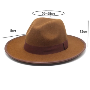 Détail du chapeau de cowboy en feutre marron avec ruban grain et bordure en cuir