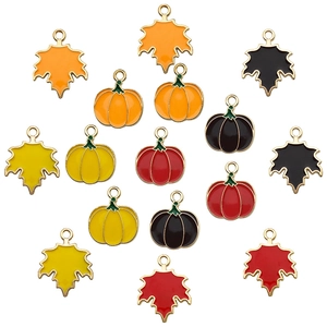 Mixed Thanksgiving Maple Leaf Pumpkin Enamel Alloy Charms For Halloween DIY Bracelet Necklace Jewelry Making Accessory Autumn Theme Pendants