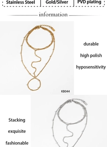 Polished stainless steel body chain with PVD plating available in gold and silver finish