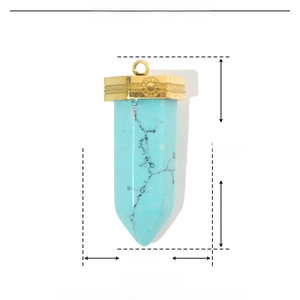 Detailed size chart for the stainless steel lapis lazuli teardrop pendant showing 26mm height