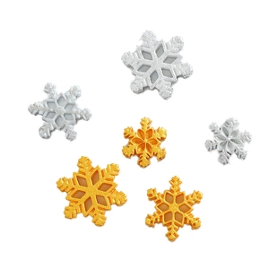 Set of 6 gold and silver snowflake resin charms for DIY Christmas crafts and phone cases