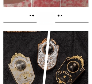 Three gothic Halloween doorbells with glowing eyes in bronze, white, and black finishes