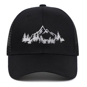 Mountain Forest Embroidery Trucker Hat Mesh Breathable Snapback Baseball Cap Outdoor Sun Hat For Men And Women