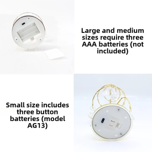 Detailed bottom view of LED crystal Christmas tree showing battery compartment and switch