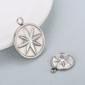 Pendentifs étoile minimalistes en acier inoxydable argenté avec motif étoile en relief
