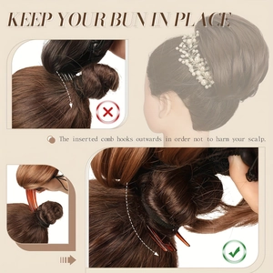 8 inch brown claw clip ponytail hair extension showing correct usage and comb attachment