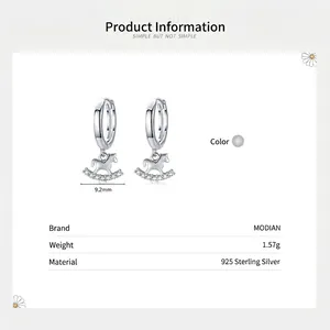 925 Sterling Silver rocking horse hoop earrings with sparkling cubic zirconia inlay