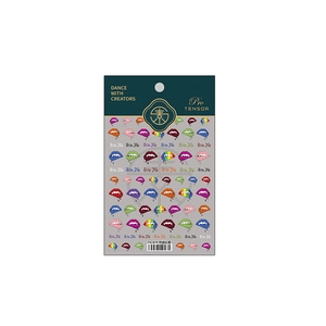 5D embossed nail stickers featuring colorful lips and Bite Me text design TS-874