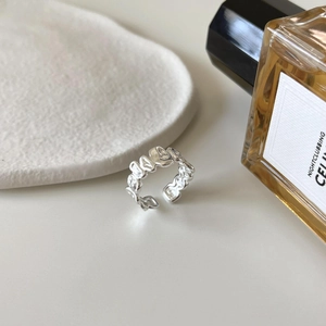 S925 sterling silver minimalist irregular open ring with liquid wave design in high polish