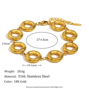Detailed size specifications for 18K gold plated stainless steel chunky link bracelet
