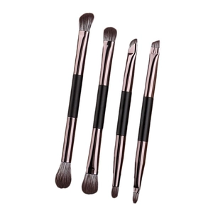 Set of 4 dual-ended eyeshadow brushes in black and rose gold with premium soft bristles
