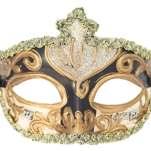 Venetian Masquerade Mask Vintage Half Face Plastic Glitter Music Note Print Halloween Party Dress Up Accessories