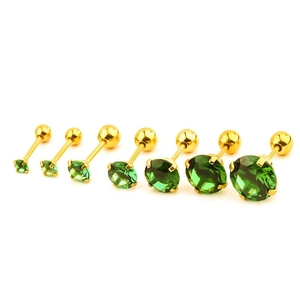 Minimalist Round Cubic Zirconia Stud Earrings Titanium Stainless Steel Threaded Ball Screw Back Cartilage Piercing For Unisex