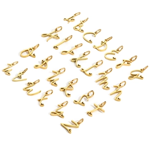 Polished gold heart-shaped initial charms A-Z alphabet pendants for DIY jewelry