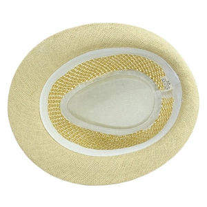 Detail view of the breathable mesh interior and 100% paper material on this sun hat