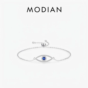 Evil Eye Bracelet 925 Sterling Silver Blue White Zircon Adjustable Slider Clasp Minimalist Jewelry For Women Gift