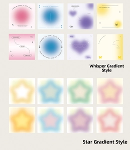 Detail view of 16 gradient sticky notes with star shapes and motivational quotes