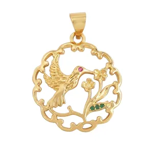 Detailed view of zircon eagle charm dimensions 20x20mm with 3.5mm hole for jewelry