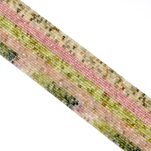 Natural multicolor tourmaline square beads for jewelry making displayed on a white background
