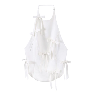 Women Halter Top Acrylic Off White Bow Decor Backless Tie Up Sexy Street Style Sleeveless