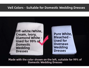 Detailed comparison of ivory and pure white bridal veil mesh fabric textures