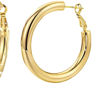 Minimalist gold S925 sterling silver hoop earrings with a high-polished mirror finish