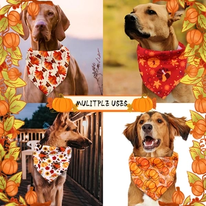 Lot de bandanas pour chiens avec motifs de feuilles d'érable et citrouille