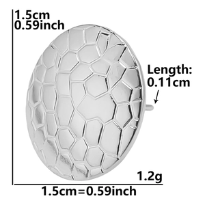 Detailed technical diagram of silver oval stud earrings with dimensions and weight info