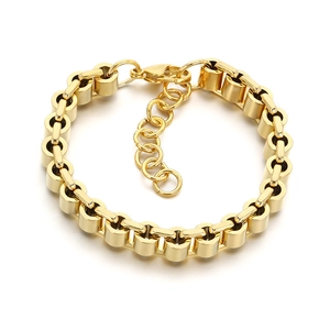 Bracelet moderne à maillons épais en acier inoxydable doré avec fermoir mousqueton