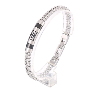 Bracciale da uomo in acciaio inossidabile con emblema ancora e dettagli in smalto nero