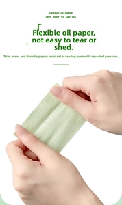 Detail showing the strong flexibility and fiber texture of the green face oil blotting sheets