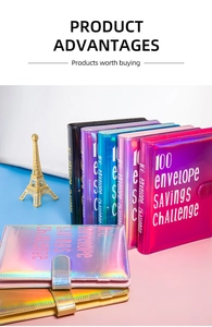 Macro view of colorful laser PU leather budget binders for 100 envelope savings challenge