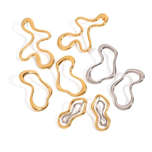 Polished chunky irregular geometric titanium steel earrings in gold and silver finish