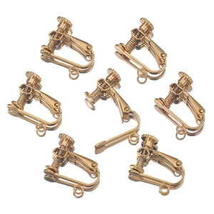 Gold U-shaped screw clip-on earring converters in stainless steel for non-pierced ears