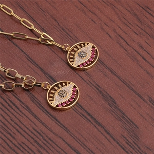 Evil Eye Pendant Necklace Gold Color Copper Zircon Inlaid Turkish Style Fashion Jewelry Mothers Day Accessory Women