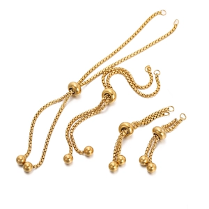 Adjustable gold-plated stainless steel box chains with sliding beads for jewelry making
