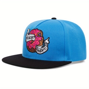 Casquette snapback bleue et noire avec écusson donut brodé et Munchies Madness